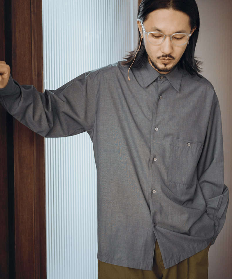 Side Slit Shirt-Green | MIZUTOKI