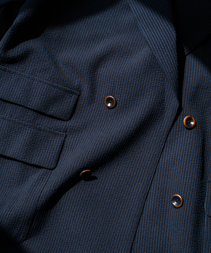 Seesucker 4B Blazer-Midnight Blue | MIZUTOKI