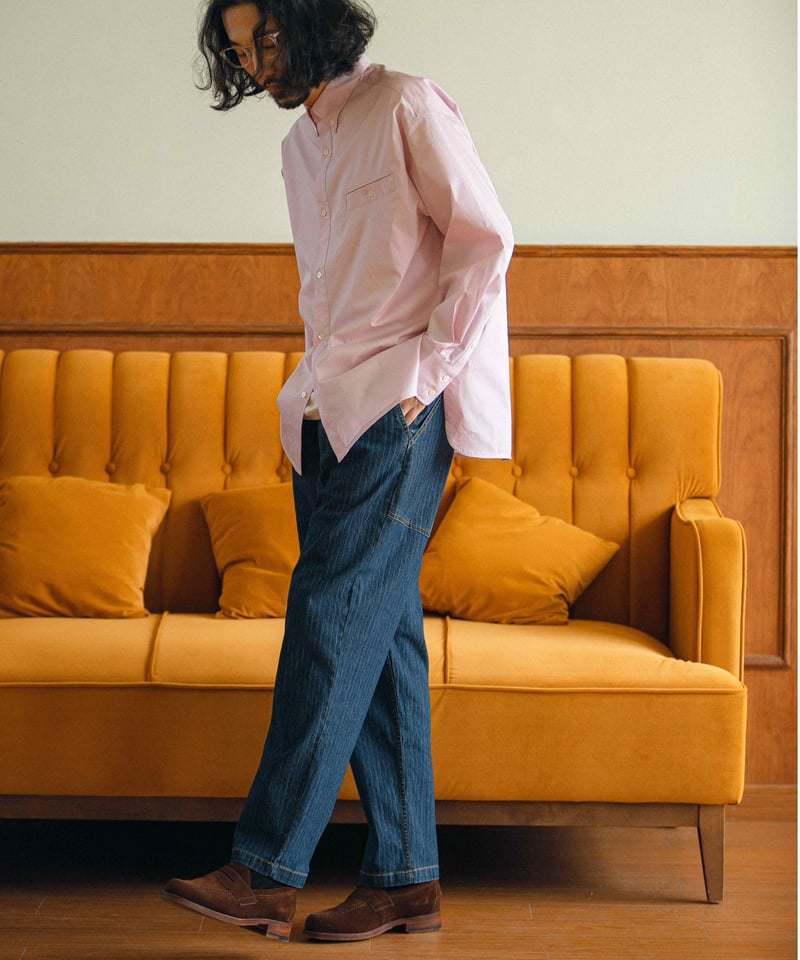 Washed Denim Pocket Pants-Indigo Blue | MIZUTOKI