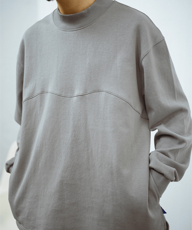 ★eessay★MOUSSE MOCK NECK TOP - BLUE GRAY★正規品韓国送料込 Mock Neck Wave LS-Grey | MIZUTOKI