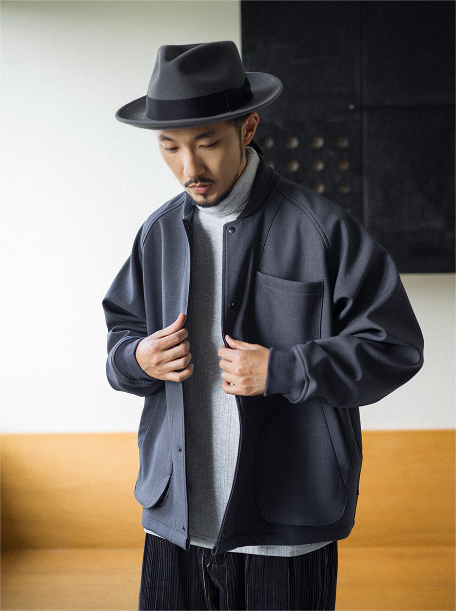 TR/Wool Coach Jacket-Sunset Grey | MIZUTOKI TR/Wool Coach Jacket-Sunset Grey | MIZUTOKI