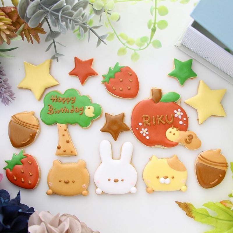 アイシングクッキー】 誕生日 うさぎ ねこ くま | お誕生日アイシング