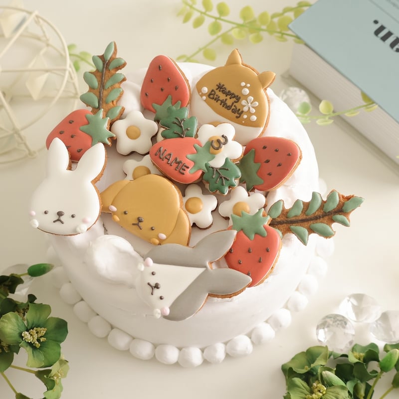 アイシングクッキー】 うさぎ いちご 誕生日 プレゼント クッキー | お