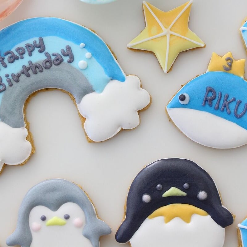 アイシングクッキー】 ペンギン 誕生日 | お誕生日アイシングクッキー