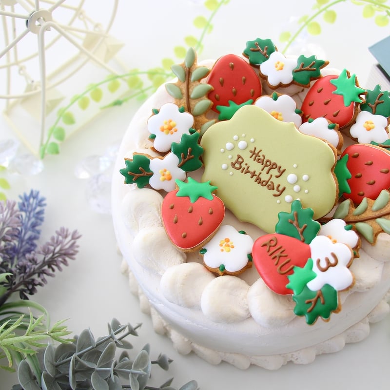 アイシングクッキー】 いちご＆桜 春 お誕生日 セット （入学祝 卒業祝 