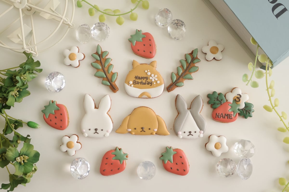 アイシングクッキー】 うさぎ いちご 誕生日 プレゼント クッキー | お