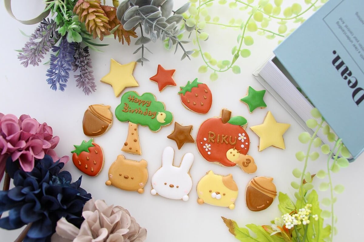 ★シャボン玉 アイシングクッキー シートシール★394 うさぎ クマ セリア ジェンダーリビールにも！うさぎとくまのアイシングクッキー