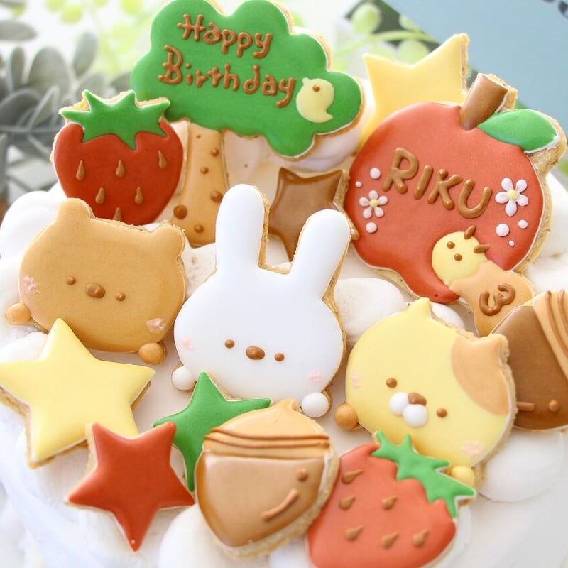 アイシングクッキー】 誕生日 うさぎ ねこ くま | お誕生日アイシング