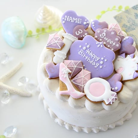 【アイシングクッキー】　誕生日　プリンセス　紫