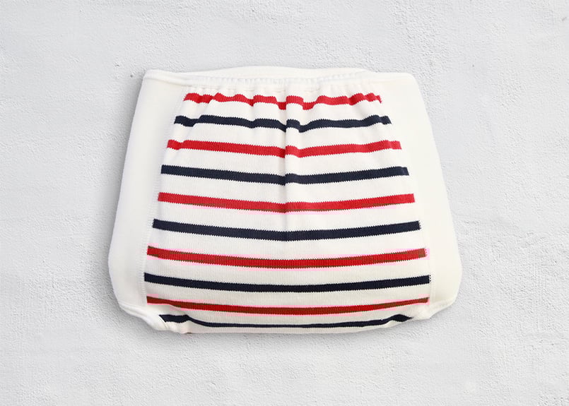 Lサイズ単品】おむつカバー ネイビー×レッド | omuwan｜愛犬の