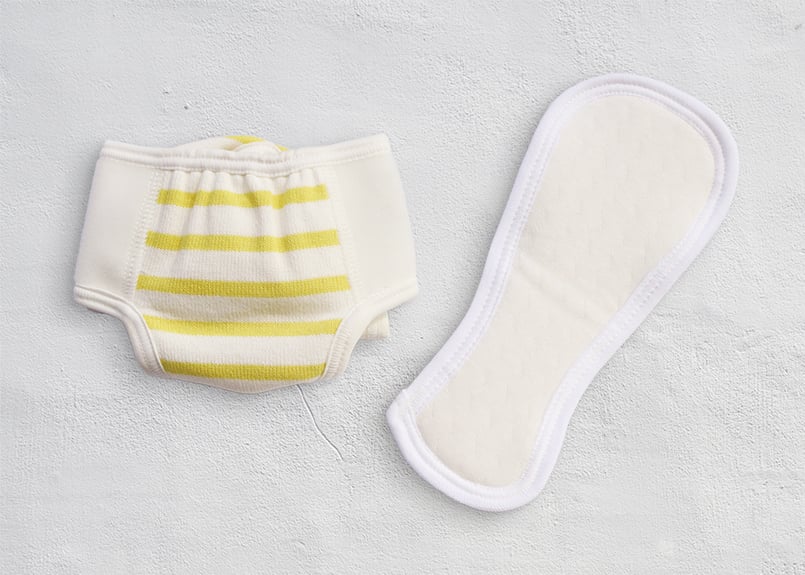 Sサイズセット】おむつカバー＋パッド1枚 イエロー（110円お得