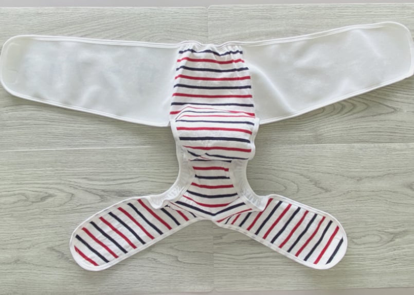 Lサイズセット】おむつカバー＋パッド1枚 ネイビー×レッド（330