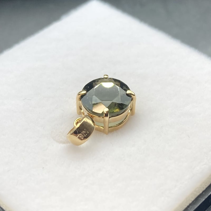 モルダバイトK18丸型カットペンダント① | 秘密の石屋