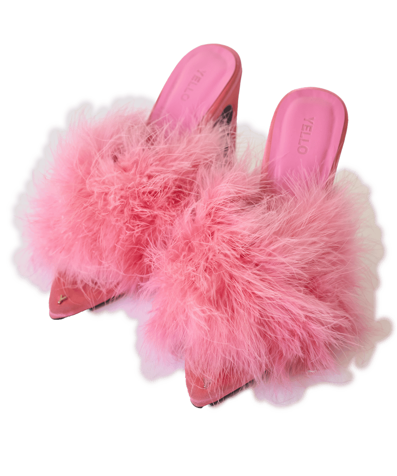 yello 新作　ファーミュール YELLO / SOLDIER FAUX FUR HEELS