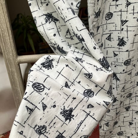 Vintage Printed Relaxed Pants / White×Black
