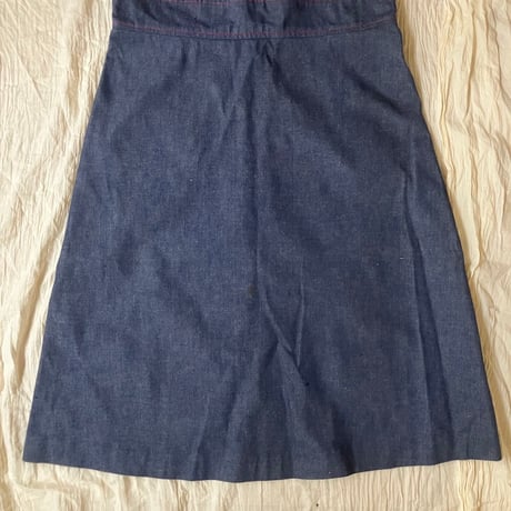 Vintage denim dress /dark blue×red