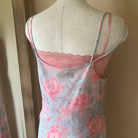 Flower Print Camisole Dress / Pink×Light blue
