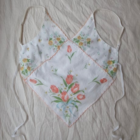 Vintage camisole /white×multi color