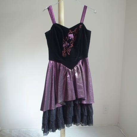 Lame dress / Black × Pink