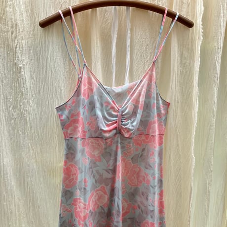 Flower Print Camisole Dress / Pink×Light blue