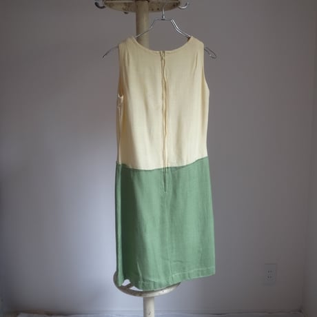 Vintage two tone color dress / Yellow×Green