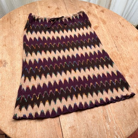 Knit Skirt / Purple,Blown,Beige,Multi