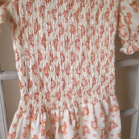 Puff Sleeve Printed dress / Terracotta Orange