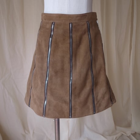 Suede zip skirt(SAINT LAURENT) /brown