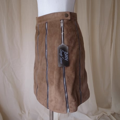 Suede zip skirt(SAINT LAURENT) /brown