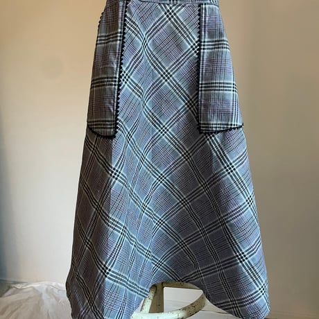 Vintage apron / gray × purple
