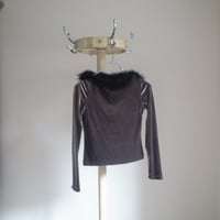 Fur velor top / Gray × Black