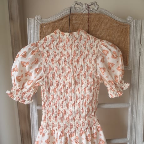 Puff Sleeve Printed dress / Terracotta Orange
