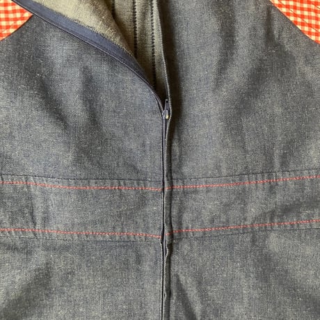 Vintage denim dress /dark blue×red