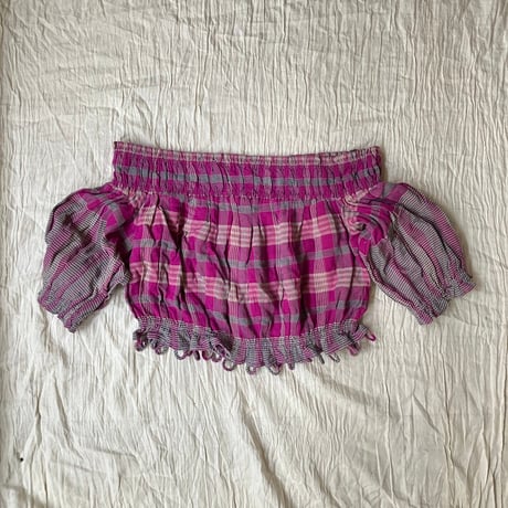 Off shoulder short tops /purple pink