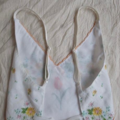 Vintage camisole /white×multi color