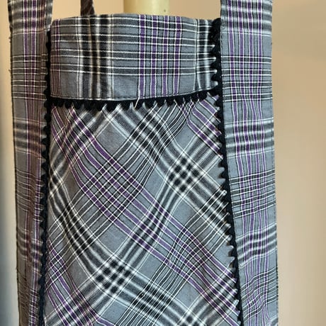 Vintage apron / gray × purple
