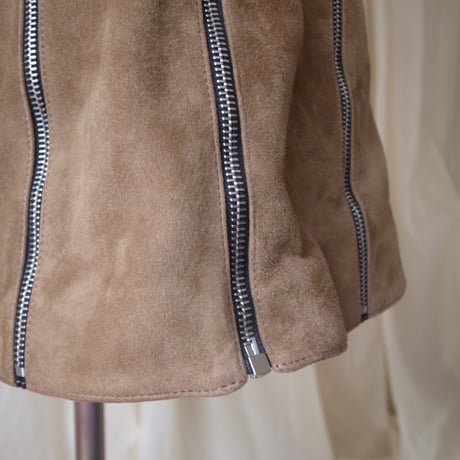Suede zip skirt(SAINT LAURENT) /brown