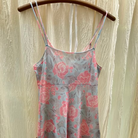 Flower Print Camisole Dress / Pink×Light blue