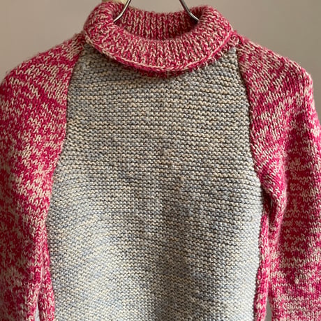 Vintage two tone knit/pink × gray