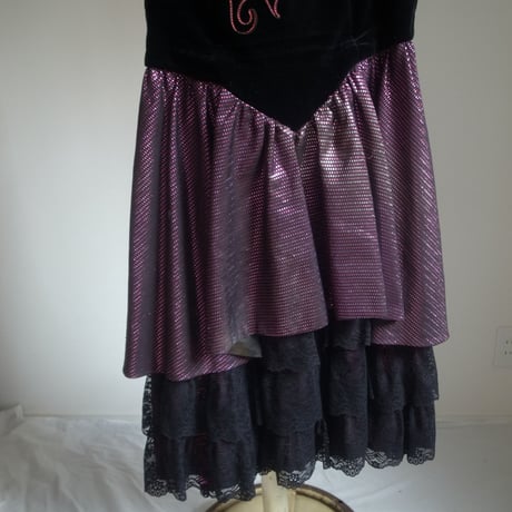 Lame dress / Black × Pink