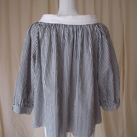 Ribbon stripe shirt /Black