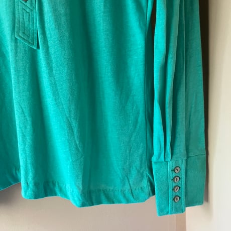 70s Vintage Shirt / Turquoise Green