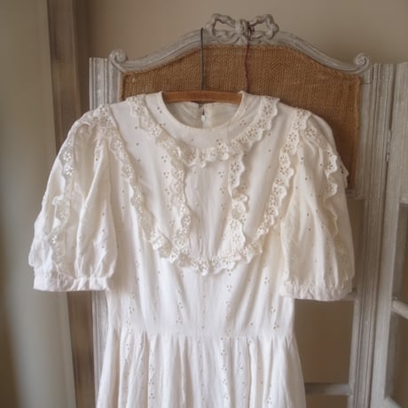 Lace Puff Sleeve Dress / Off White