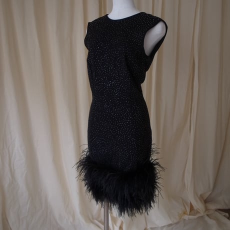 Vintage fur dress /black