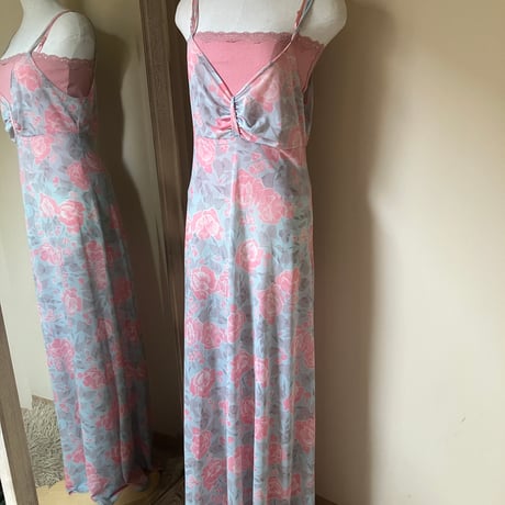 Flower Print Camisole Dress / Pink×Light blue