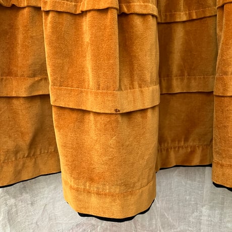 Vintage Corduroy Frill Skirt / Mustard Yellow×Black