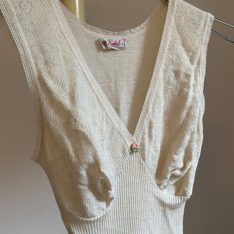 Vintage Knit Mini Dress/Beige