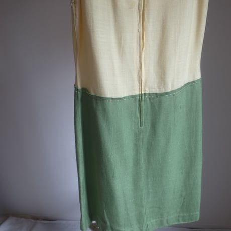 Vintage two tone color dress / Yellow×Green
