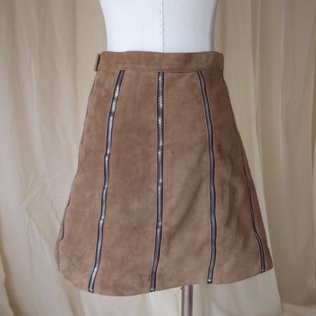 Suede zip skirt(SAINT LAURENT) /brown