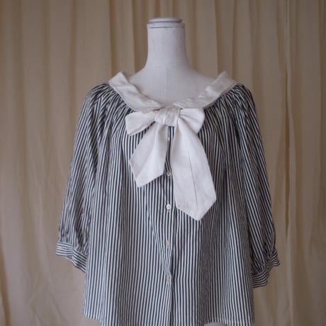 Ribbon stripe shirt /Black